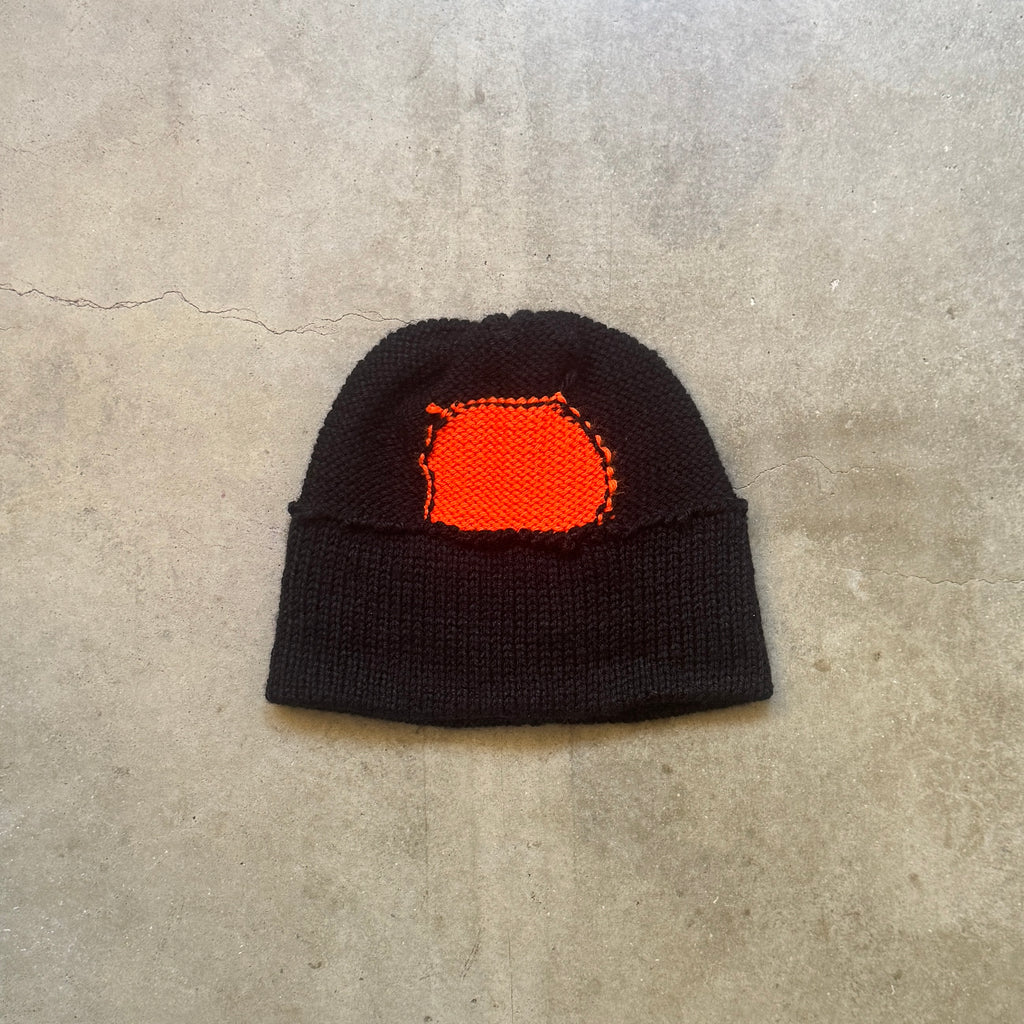 Black/Orange Skull Beanie