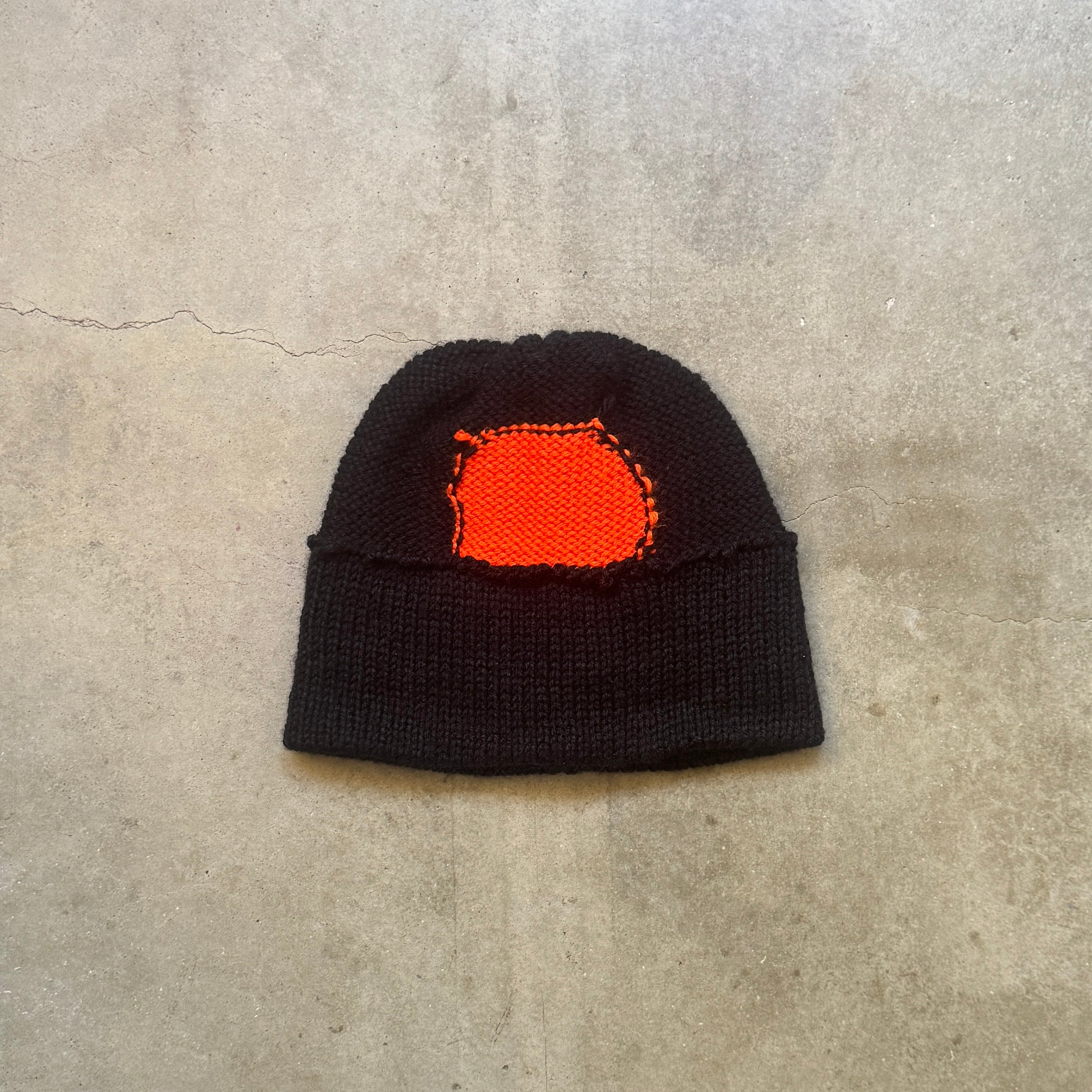 Black/Orange Skull Beanie